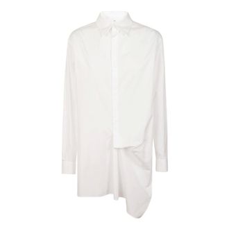 Yohji Yamamoto Shirts, female, White, Size: M White Cotton Shirt with Asymmetric Design