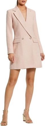 Mac Duggal Womens Boucle Long Sleeve Blazer Mini Dress in Blush at Nordstrom, Size Medium