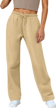 Generic Womens Straight Leg Fleece Lined Joggers Ladies Walking Trousers Cotton Polyester Blend Warm Sweatpants with Drawstring Waist Winter Lounge & Active P