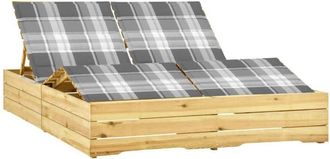 vidaXL Tumbona Doble Y Cojines Madera De Pino Impregnada Vidaxl