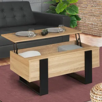 IDMarket Idmarket - Mesa De Centro Elevable Phoenix De Madera Y Negro