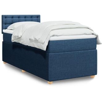 vidaXL Cama Box Spring Con Colch&oacute;n Tela Azul 90x200 Cm Vidaxl