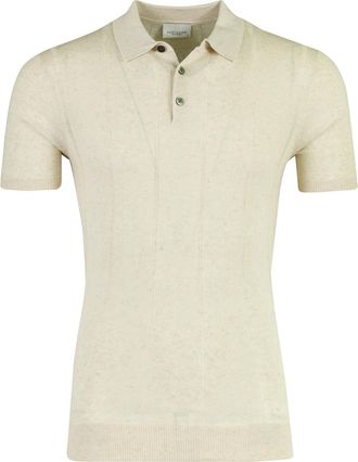 Profuomo Beige polo Profuomo beige katoenblend 3 knoops