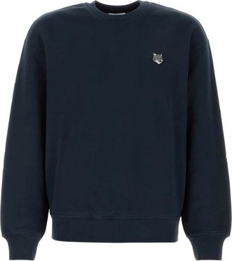 Maison Kitsun&eacute; Fox Head Comfort Sweatshirt - Heren - Sweatshirts - Blauw - M - Katoen - Hoodies & sweatvesten