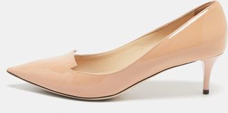 Jimmy Choo London Beige Patent Leather Allure Pointed Toe Pumps