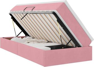 vidaXL Storage Bed with Mattress with Storage Pink 100 x 200 cm Velvet vidaXL
