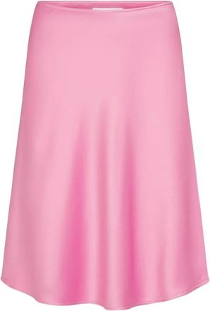 Juvia Satijnen Rok in Roze - Dames - Midirokken - Roze - M - Satijn - Rokken