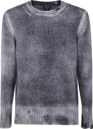 Avant Toi Kasjmier Zijde Pullover met Vernietigde Randen - Heren - Cashmere truien - Grijs - M - Kasjmier - Truien & Vesten