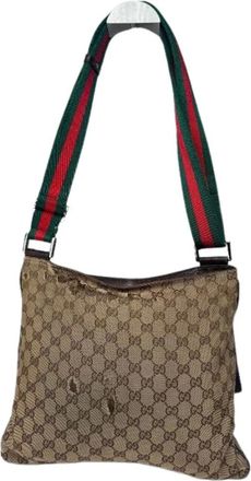 Gucci Pre-owned Cross Body Bags, female, Beige, Size: ONE SIZE Pre-owned Cotton Cross Body Bag