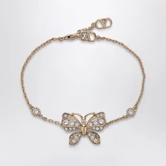 Valentino Garavani Flutterby gold bracelet in metal and crystals