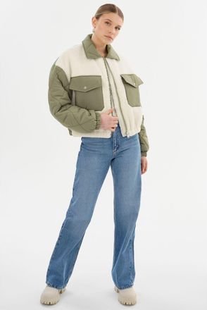 LaMarque Peyton Mixed Media Bomber Jacket