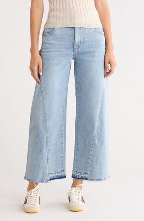 Democracy Uneven Release Step Hem Wide Leg Jeans in Light Blue Artisanal at Nordstrom Rack, Size 10