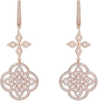 Latelita London Celtic Knot Clover Drop Earrings Rosegold