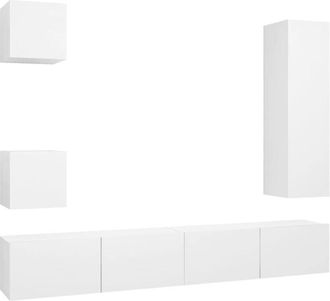 vidaXL Vidaxl - Set De Muebles De Sal&oacute;n Tv 5 Piezas Madera De Ingenier&iacute;a Blanco