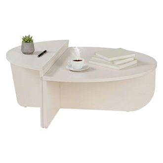 Dmora Dmora - Mesa De Caf&eacute; Feyre, Mesa De Centro Baja, Revistero Para Sof&aacute;, Estante De La Sala De Estar, 90x60 H35 Cm, Blanco