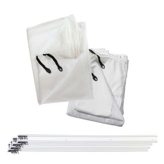 Hhg Nunca Usado] Pared Lateral Para P&eacute;rgola Hhg 384, Juego De 4 + Mosquitera Pared Lateral De Repuesto Para P&eacute;rgola, 4x3m Blanco