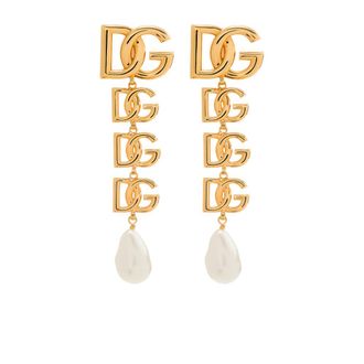 Dolce & Gabbana DG Logo Pearl-embellished Earrings