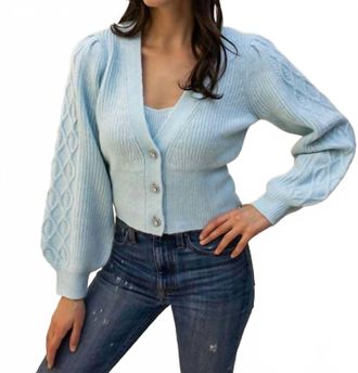 Design History Jewel Button Cardigan Sweater In Blue