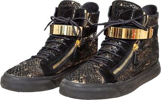 Giuseppe Zanotti Mens Suede Printed Snakeskin Sneaker (Authentic Pre-Loved)