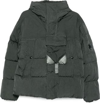 C.P. Company Piumino con cappuccio e applicazione Lens - Verde
