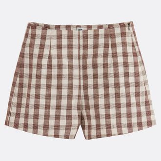 La Redoute Collections Short van katoen en linnen met ruitjesmotief