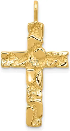 Diamond2Deal 14k Yellow Gold Nugget Cross Pendant