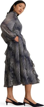 Hobbs London Miriam Dress in Midnight Cream at Nordstrom, Size 12