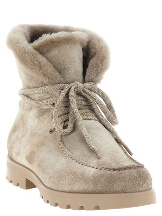 Santoni Suede with Shearling Lining Ankle Boot - Beige