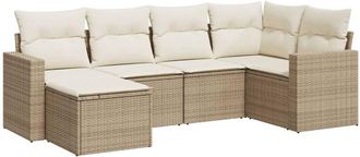 vidaXL Juego De Sof&aacute;s Jard&iacute;n Con Cojines 6 Pzas Rat&aacute;n Sint&eacute;tico Beige Vidaxl