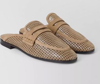 Brunello Cucinelli leather loafers perforated design round toe