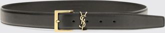 Saint Laurent Cintura in pelle di vitello con fibbia Monogram YSL