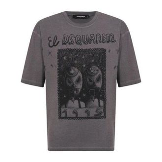 Dsquared2 DSquared2 Heren El Grafisch T-shirt Loose Fit (Houtskool Grijs)