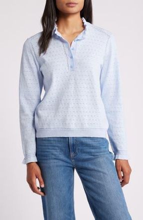 Wit & Wisdom Ruffle Pointelle Sweater in Heather Light Blue at Nordstrom Rack, Size X-Small