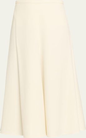 Brunello Cucinelli Wool-Stretch A-Line Midi Skirt