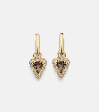 Stone and Strand Pendientes Power de oro de 14 ct con diamantes y granate