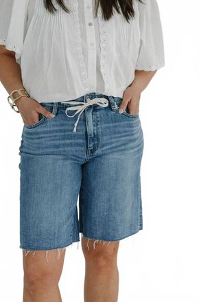 Flying Monkey High Rise Waist Tie Denim Bermuda Shorts In Season Count