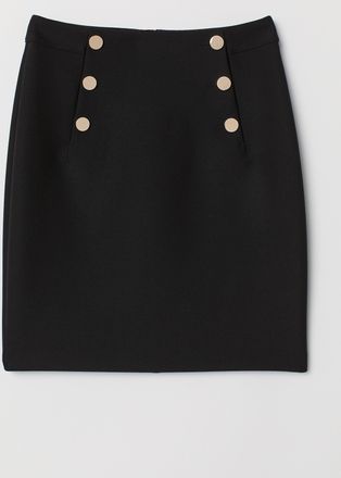 H&M Knielanger Jupe - Schwarz