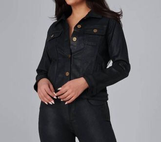 Lola Jeans Gabriella Black Classic Jacket In Coated Black