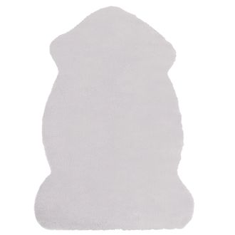 Beliani Alfombra De Poli&eacute;ster Gris Imitaci&oacute;n Piel Conejo 60 X 90 Cm Sala De Estar Dormitorio Moderno Undara