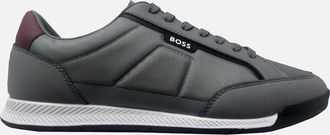 HUGO BOSS Mens Hugo Boss Mens Grey Nitan lowp Trainers With Burgundy Contrast - Black - Size: 10