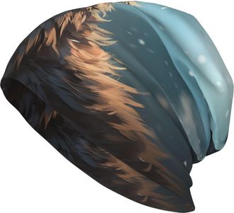 Generic Men Women Baggy Bobble Hat Wolf Baggy Skull Cap Stylish Warm Hat Soft Ski Hat for Summer Trip Running