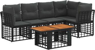 vidaXL Conjunto De Sof&aacute;s De Jard&iacute;n 6 Uds. Negro Y Gris Oscuro Vidaxl