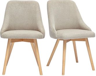 Miliboo Sillas Escandinavas De Tejido Chenilla Beige Y Madera Clara (lote De 2) Hasta