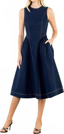 THML Clothing Sleeveless Denim Midi Dress In Blue
