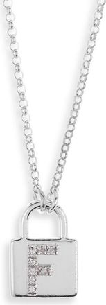 Meshmerise Diamond Padlock Initial Pendant Necklace - 0.12ct. in White-F at Nordstrom Rack