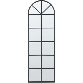 Beliani Beliani - Espejo De Pared De Metal Negro 40 X 120 Cm Vidrio Forma De Ventana Brouage