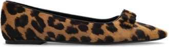 Ferragamo Siwar Leopard-Print Vara Ballet Flats, Size 5.5 C