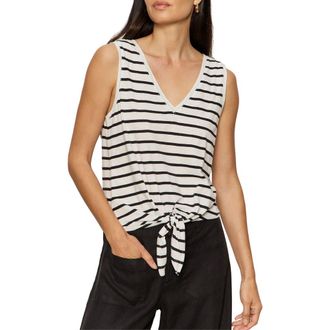 Sanctuary Floral Print Cotton Blend Tank in Chalk White/Black at Nordstrom, Size X-Large