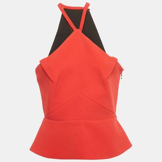 Roland Mouret Red Stretch Crepe Strappy Top