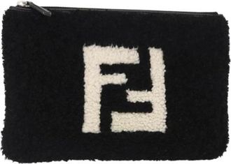 Fendi Pre-owned Clutches, female, Black, Size: ONE SIZE Pre-owned Wool Clutch